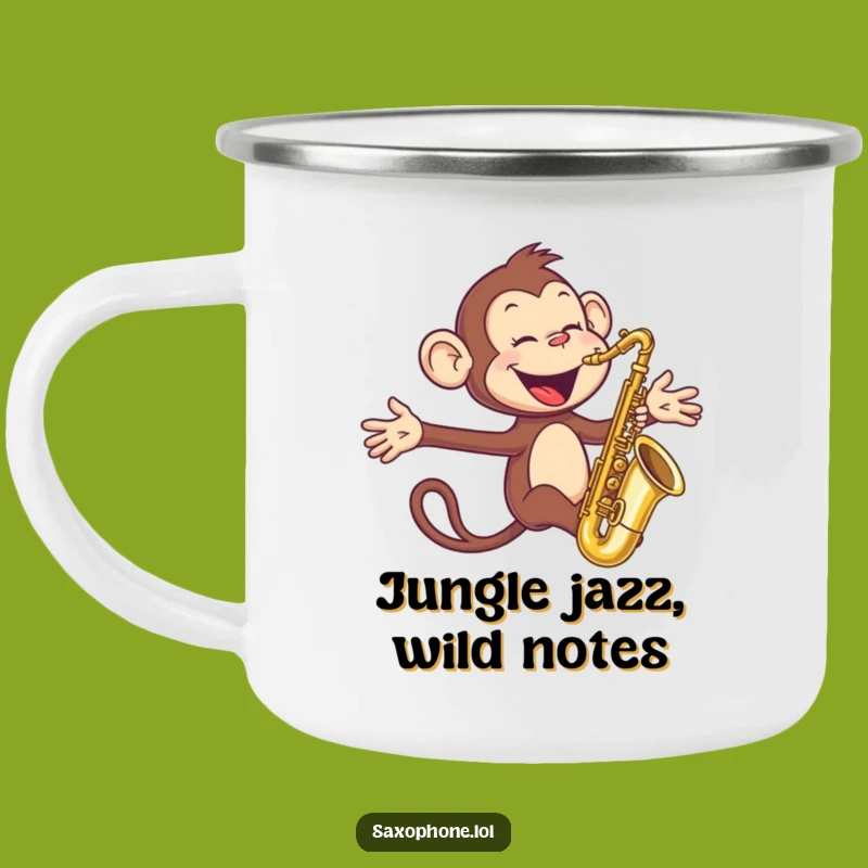 Funny Monkey Sax Camping Mug: Outdoor Jams, Wild Sips, Great Funny Gift!