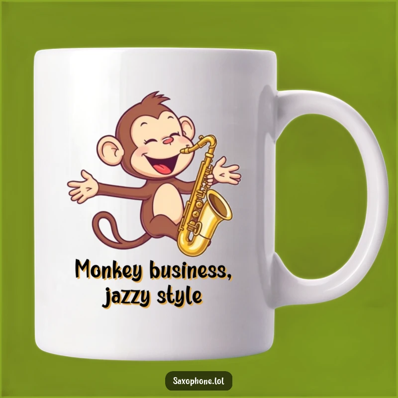 Funny Monkey Sax Mug: Energetic Jazz Design, Perfect Musical Funny Gift!