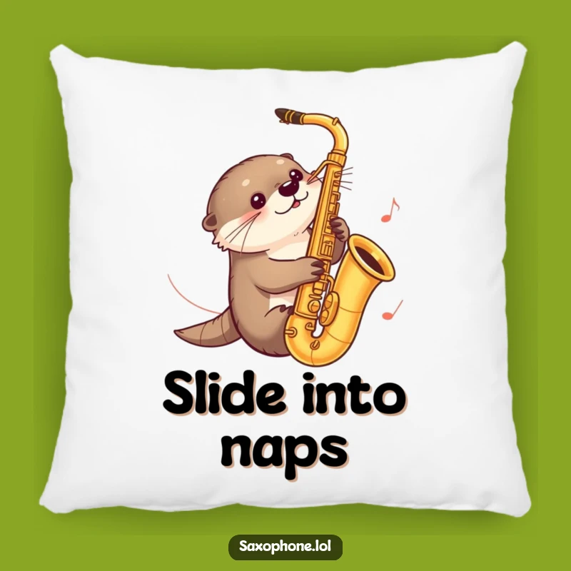 Funny Otter Saxophone Pillow: Soft Curious Otter Sliding, Cozy & Hilarious Funny Gift