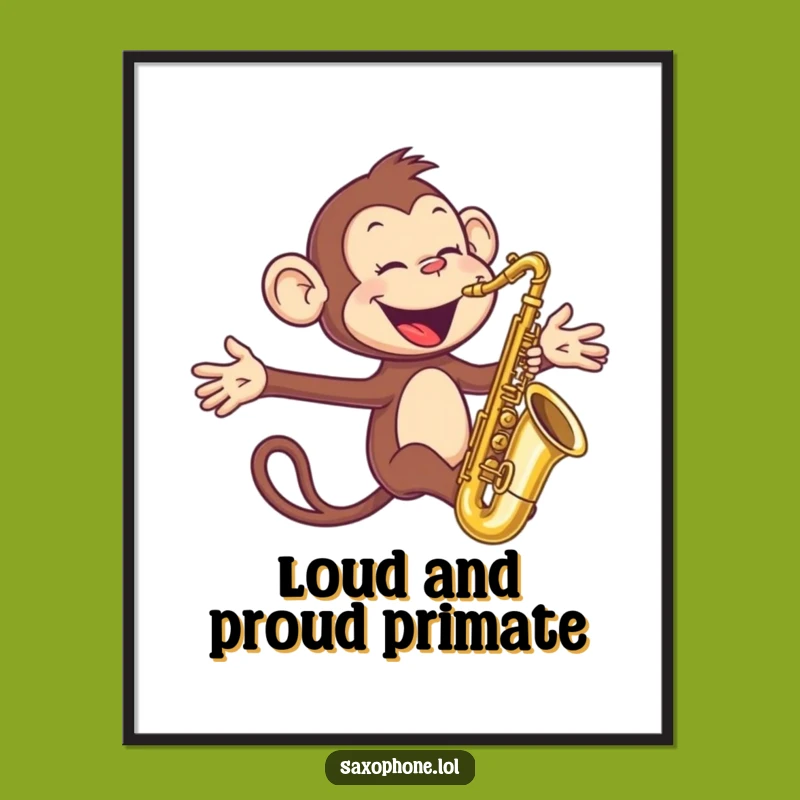 Funny Monkey Sax Digital Art: Instant Energy, Wild Decor, Perfect Funny Gift!