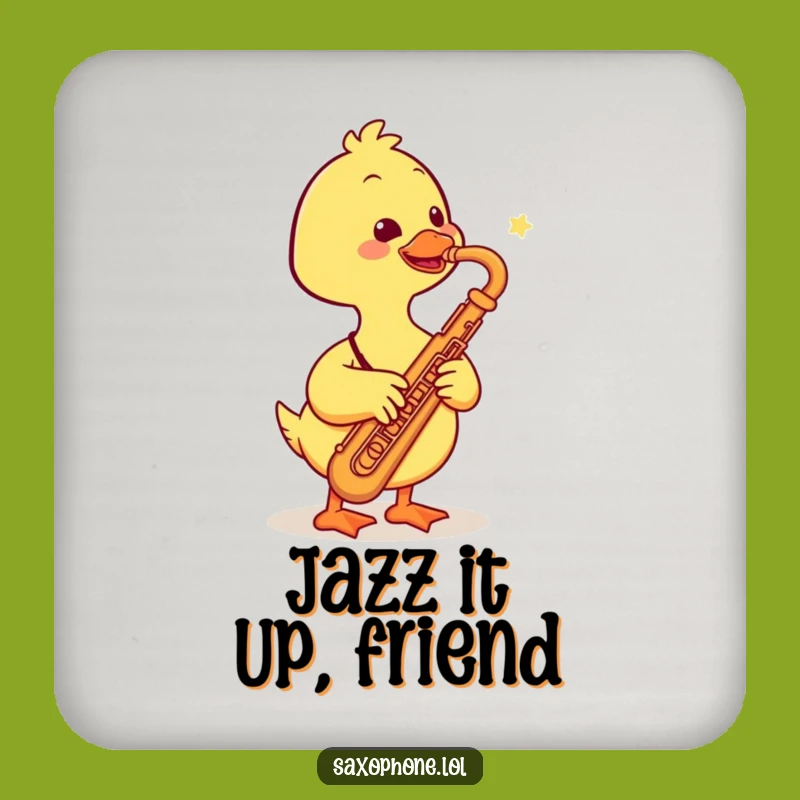 Funny Duck Saxophone Coaster: Protect Surfaces Smiling Duck Musician, Decorative & Funny Gift