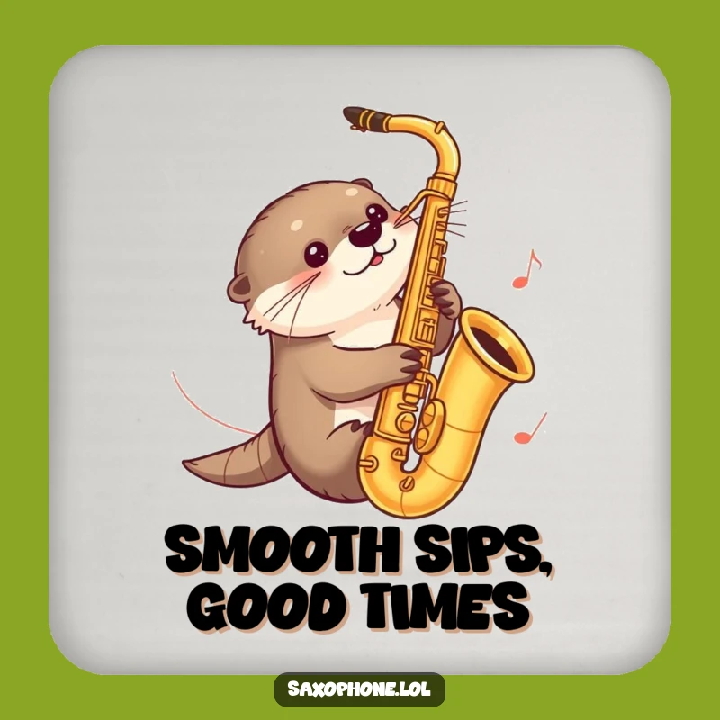 Funny Otter Saxophone Coaster: Protect Surfaces Curious Otter Sliding, Decorative & Funny Gift