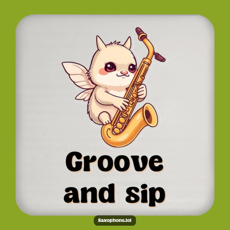 Funny Tiny Wings Sax Coasters: Protect Surfaces with Focus, Set of Funny Gifts