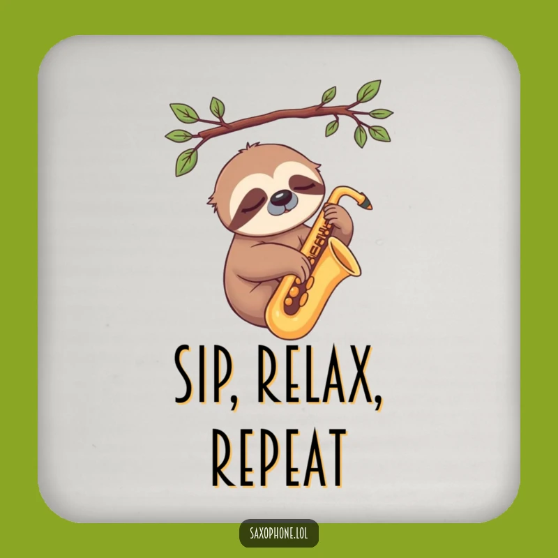 Funny Sloth Sax Coaster: Protect Surfaces, Add Chill, Perfect Funny Gift!