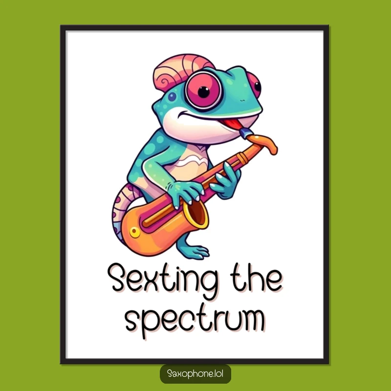 Funny Chameleon Sax Poster: Cool Wall Art, Musical Decor, Perfect Funny Gift!