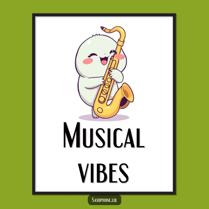 Funny Saxophone Creature Poster: Vibrant Wall Art for Music Enthusiasts