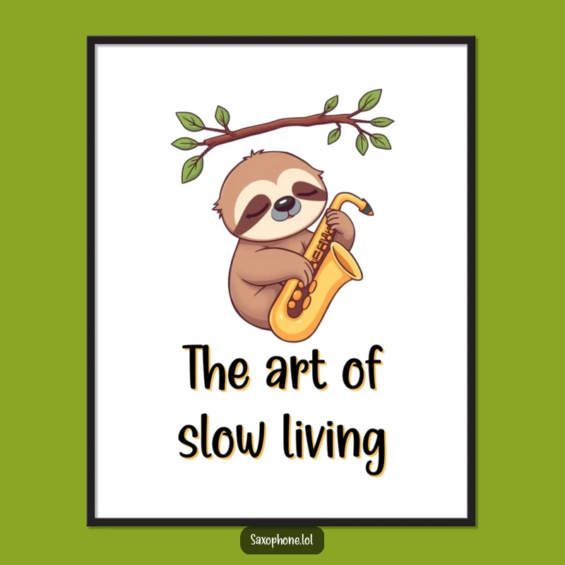 Funny Sloth Sax Poster: Relaxed Wall Art, Jazzy Decor, Perfect Funny Gift!