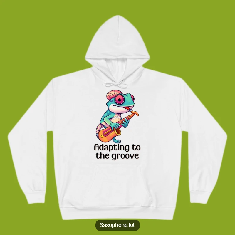 Funny Chameleon Sax Hoodie: Cozy Style, Jazzy Vibes, Ideal Funny Gift!