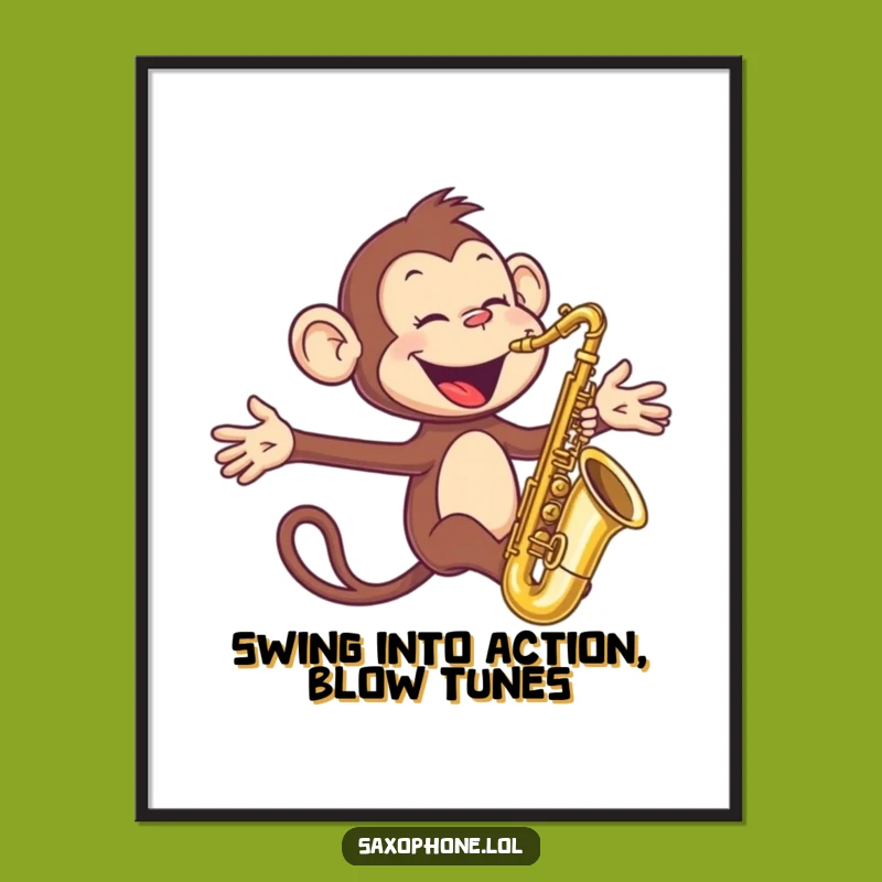 Funny Free Printable Wall Art: Monkey Sax Player - Quirky Downloadable Decor