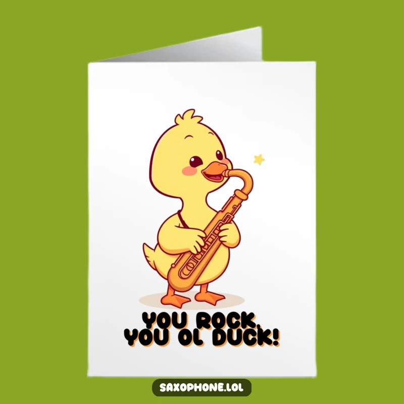 Free Printable Congrats Card: Funny Duck Saxophone Downloadable, Brass Band Celebration DIY!