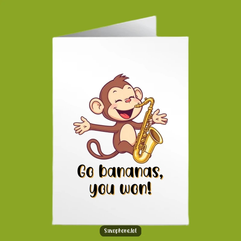 Free Printable Congrats Card: Monkey Sax Celebration - Joyful Downloadable Gift