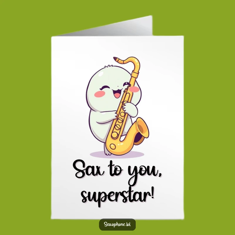 Funny Free Printable Saxophone Creature Congrats Card - Giggling Music Downloadable Gift