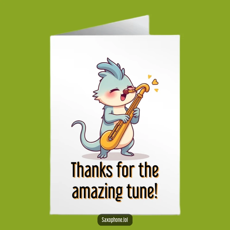 Funny Free Printable Saxophone Blaster Thank You Card - Energetic Tune Downloadable Gift