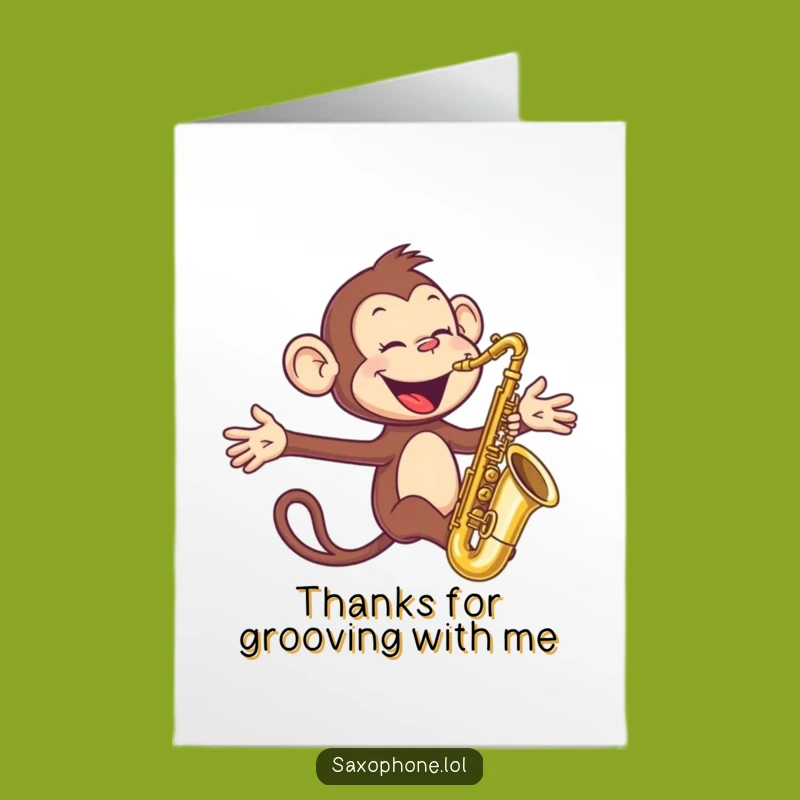 Free Printable Thank You Card: Monkey Sax Gratitude - Humorous Downloadable Gift