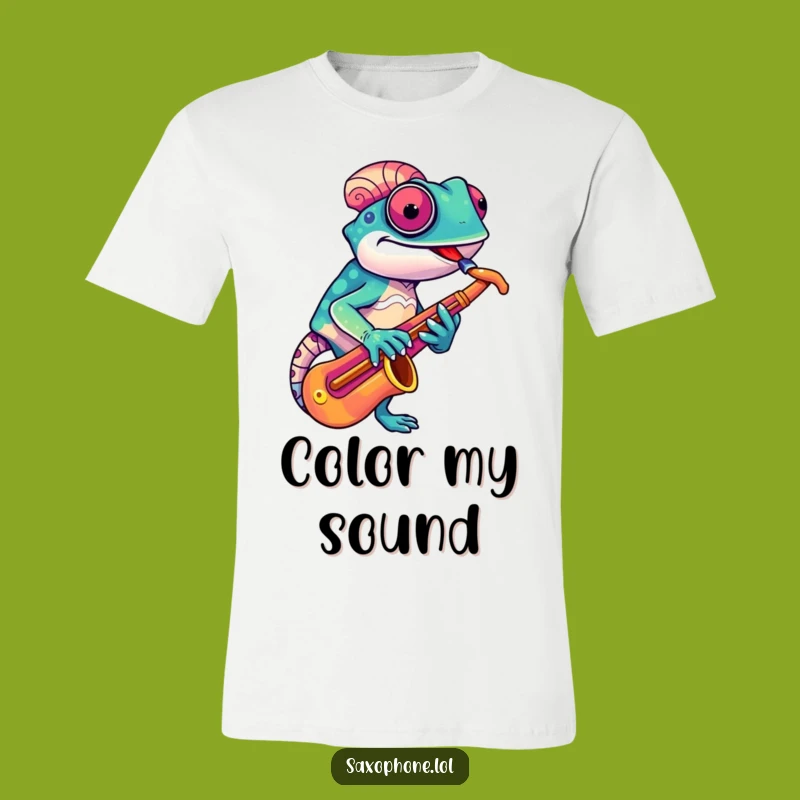 Funny Chameleon Sax T-Shirt: Cool Reptile Musician Tee, Perfect Funny Gift!
