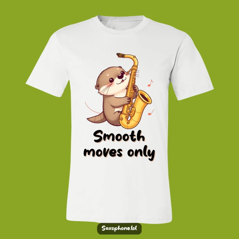 Funny Otter Saxophone T-Shirt: Curious Otter Sliding Music, Playful Animal Tee, Perfect Funny Gift