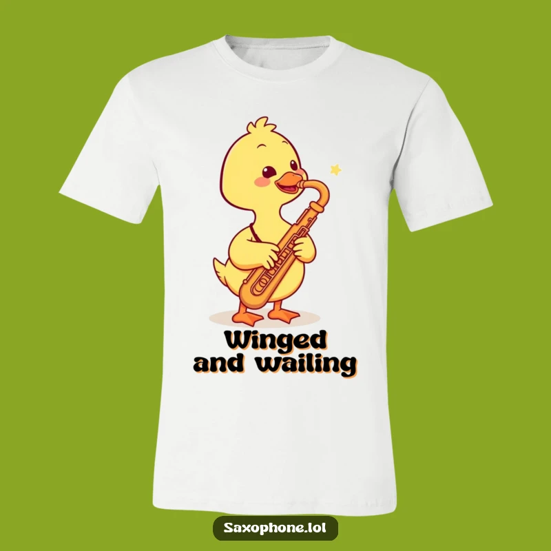 Funny Duck Saxophone T-Shirt: Smiling Duck Musician Tee, Hilarious Novelty Shirt, Perfect Funny Gift