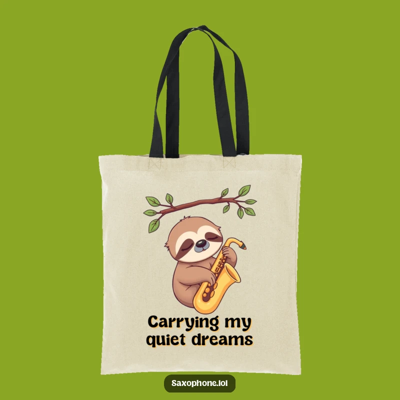 Funny Sloth Sax Tote Bag: Carry Your Chill, Relaxed Style, Great Funny Gift!