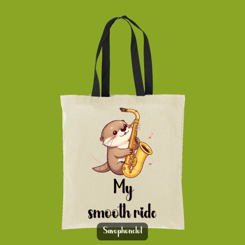 Funny Otter Saxophone Tote Bag: Curious Otter Sliding Animal, Stylish & Hilarious Funny Gift